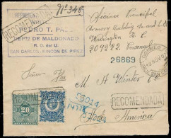URUGUAY. 1907. San Carlos - USA. Registered Fkd Env. Lovely Item. - Uruguay