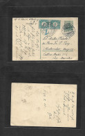 URUGUAY. 1910 (29 Sept) TAXED Mail. Gerany, Altenburg - Montevideo. 5pf Green Stat Card + Taxed Arrival. 2c Rate, Tied B - Uruguay