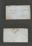 URUGUAY. 1863 (Dic 7) Durasno - Montevideo EL Full Text Fkd Single 60c Lilac, Full Margins. (#18) - Uruguay