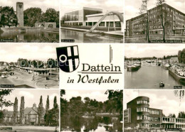 73701451 Datteln Hafenpartie Vestische-Kinderklinik Gymnasium Stadtpark Rathaus  - Datteln