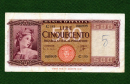 MB-IT 500 Lire Medusa Ornata Di Spighe Decr. Min.  23/03/1961 - 500 Liras