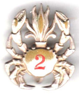 1° Régiment Etranger De Cavalerie/ 2° Sous-Groupement Amphibie En Extrême-Orient. Carapace Argentée, 2 Rouge. émail Gran - Army