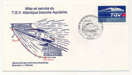 FRANCE => Env. Lllustrée - 2,50F TGV Atlantique - Mise En Service Du T.G.V. Atl. Branche Aquitaine - 30 Sept 1990 Paris - Trains