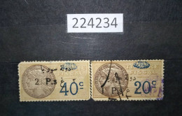 224234; French Colonies; Syria; 2 Revenue French Stamps 1P/20c, 2P/40c ;Ovpt. Etat De Syrie Et Ministère Des Finances - Gebruikt