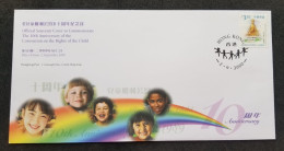 Hong Kong 10th Anniversary Convention On The Child Rights 2000 Children Rainbow Buddha (stamp FDC) - Covers & Documents