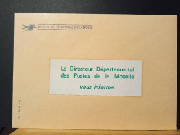 Code Postal. Lettre Officiel PTT Avec Vignette Du Directeur De Moselle, Une Vignette Neuve à L'intérieur - Lettres & Documents