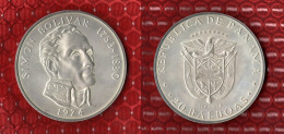 M-PA  20 Balboas 1974 Simon Bolivar SILVER - ARGENT _2^ - Panamá