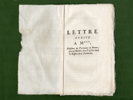 L-FR VOLTAIRE Lettre écrite à M°°°, Président Du Parlement De Rouen 1771~ - 1701-1800