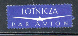 POLONIA POLAND POLSKA LABEL LOTNICZA PAR AVION AIRMAIL USED USATO OBLITERE' - Andere & Zonder Classificatie