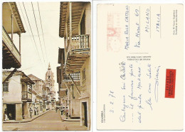 Colombia EXPRESS Delivery Entrega Immediata Postcard Cartagena Street View Red Meter Franked 1600 On 3feb1978 X Italy - Colombia