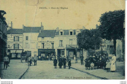 95 DEUIL Rue De L'Eglise 1916 VOIR ZOOMS Bonneterie Café De La Place Rendez Vous Des Cyclistes Enfants Attelage - Deuil La Barre