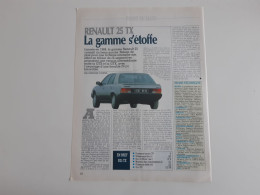 Renault 25 TX - Coupure De Presse Automobile - Voitures