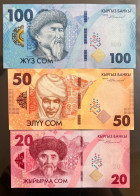 KYRGYZSTAN: NEW Set Of  3 Banknotes 20+50+100 SOM 2023/2024 UNC Nice Be First To Have - Kirghizistan