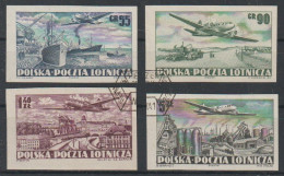 Poland, 1952, Airplanes, Complete Imperforate Set, Cancelled - Gebraucht