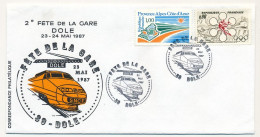 Env. Illustrée Affr 1,00F Paca + 0,90F Sapporo - Fête De La Gare - 39 DOLE - 21 Mai 1987 - Trains