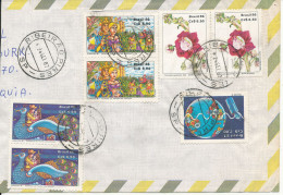 Brazil Air Mail Cover Sent To Czechoslovakia 24-9-1987 With A Lot Of Stamps (the Cover Is Cut In The Left Side) - Poste Aérienne