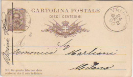 ITALY. 1890/Valenza, Ten-centesimi PS Card/internal-mail. - Entiers Postaux