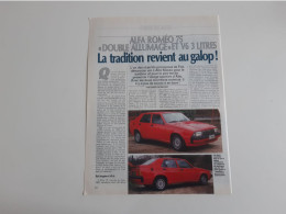 Alfa Romeo 75 - Coupure De Presse Automobile - Voitures