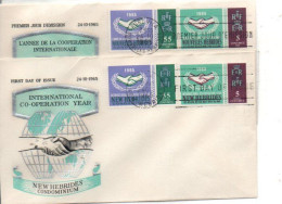 NOUVELLES HEBRIDES FDC 1965 NANEE COOPERATION ET 20 ANS ONU - FDC