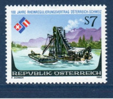 Autriche, Osterreich, **, Yv 1892, Mi 2064, SG 2297, Traité Du Rhin, Dragage Du Lit Du Fleuve, - Environment & Climate Protection