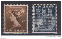 NEW  ZEALAND:  1953  CORONATION  -  2  USED  STAMPS  -  YV/TELL. 319 + 321 - Gebruikt