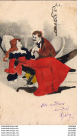 ILLUSTRATEUR BRAUN W. Femme En Robe Rouge Courtisée Sur Son Hamac ( Liebeständelei - Badinage D'Amour ) - Braun, W.