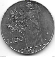 *italy 100 Lire 1961    Km 96.1  Xf+ Catalog Val  2016 = 100,00$ !! - 100 Lire