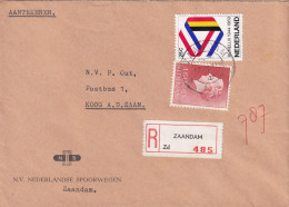 Aangetekende Spoorwegen Envelop 18 Sep 1969 Zaandam (kortebalk) Naar Koog Zaandijk 5 (openbalk) - Lettres & Documents