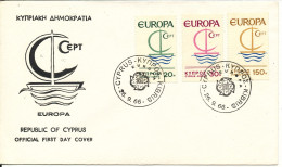 Cyprus Republic FDC 26-9-1966 EUROPA CEPT Complete Set Of 3 With Cachet - 1966