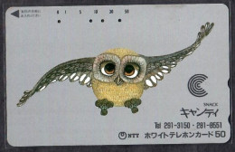 Japan 1V Owl SNACK Used Card - Eulenvögel