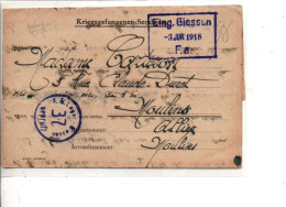 COURRIER PRISONNIER FRANCAIS 1918 - Correos De Prisioneros De Guerra