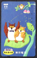 Japan 1V Owls Tokyo Electric Advertising Used Card - Gufi E Civette