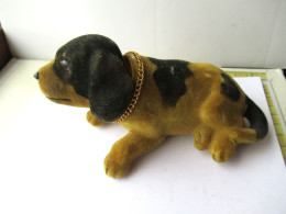 LADE 70 - Leuke Gevlokte Plastic BobbleHead Gouden/zwarte Hond Nodder - Altri & Non Classificati