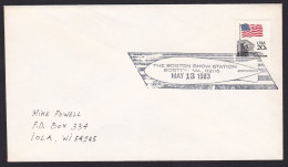 USA: Cover, 1983, 1 Stamp, Flag, Special Cancel Boston Show Station, Zeppelin, Aviation History (traces Of Use) - Briefe U. Dokumente