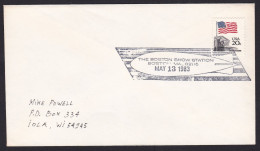 USA: Cover, 1983, 1 Stamp, Flag, Special Cancel Boston Show Station, Zeppelin, Aviation History (traces Of Use) - Brieven En Documenten