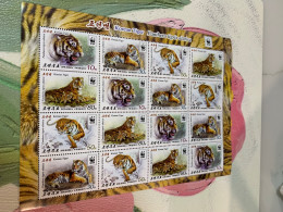 Korea Stamp WWF Tiger 2017 Perf Sheet Of 4 Sets MNH - Corée Du Nord