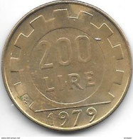 Italy 200 Lire 1979  Km 105 Xf+/ms60 - 200 Liras