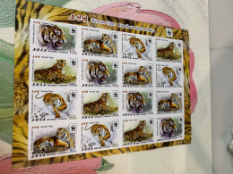 Korea Stamp WWF Tiger 2017 Imperf Sheet Of 4 Sets MNH - Corée Du Nord