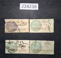 224238; French Colonies; Syria; 4 Revenue French Stamps 2.5, 7.5, 15, 20  Piasters ;Ovpt. Etat De Syrie; USED - Gebruikt