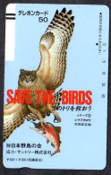 Japan 1V Owl Save The Birds, Wild Birds Society Of Japan Used Card - Gufi E Civette