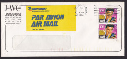 USA: Airmail Cover, 1993, 2 Stamps, Elvis Presley, Singer, Music, Uncommon Large Air Label Worldpost (traces Of Use) - Brieven En Documenten