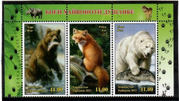 Tajikistan 2023 . Dushanbe Zoo: Fox, Bears Fish . 3v. - Tajikistan
