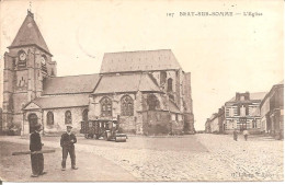 BRAY-SUR-SOMME (80) L'Eglise  En 1909 (Rouleau Compresseur En Petit Plan) - Bray Sur Somme