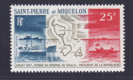 SAINT PIERRE ET MIQUELON AERIENS N°   38 ** MNH Neuf Sans Charnière, TB (D6967) Voyages De Gaulle - 1967 - Nuevos