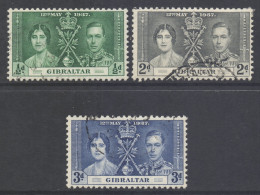 Gibraltar Scott 104/106 - SG118/120, 1937 Coronation Set Used - Gibraltar