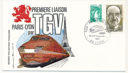 Env Illustrée Affr 1,20F Louis Armand +0,20 Marianne - Mise En Service Commercial TGV Paris Sud-Est - LYON 26-27/9/1961 - Trenes