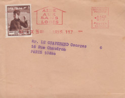 Enveloppe   FRANCE    Vignette  Abbé  PIERRE     AIDE  AUX  SANS  LOGIS      PARIS   1955 - Covers & Documents