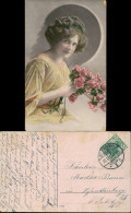 Ansichtskarte  Leben - Frau Mit Rosen 1912  Gel. Stempel Eilenburg - Personaggi