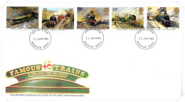 1985 Trains Unaddressed FDC Tt - 1981-1990 Dezimalausgaben