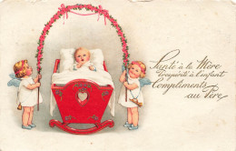 FANTAISIE - Bébé - Santé à La Mère Prospérité à L'enfant - Compliment Au Père - Berceau Anges - Carte Postale Ancienne - Baby's